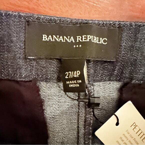 Banana Republic Shorts Blue Chambray Size 27 4 Petite 4P Button Sailor NWT - Picture 4 of 14